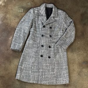Black and White Wool Peacoat